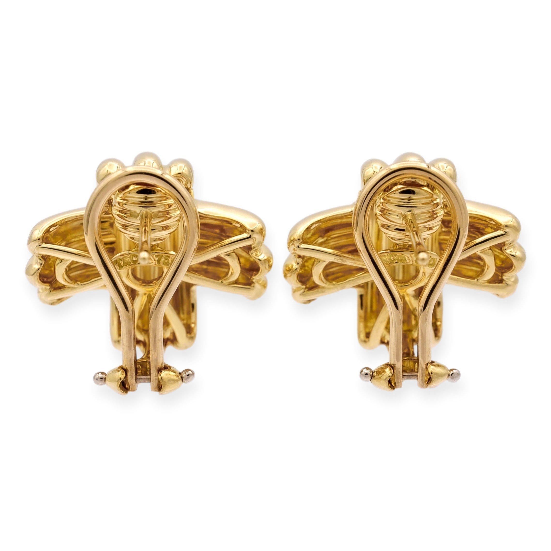 Tiffany & Co Signatur X Clip-Ohrringe 18K Gelbgold 19mm Medium Größe Damen