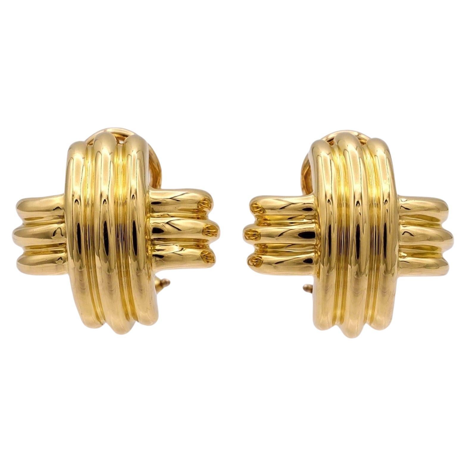 Tiffany & Co Signature X Clip Earrings 18K Yellow Gold 19mm Medium Size