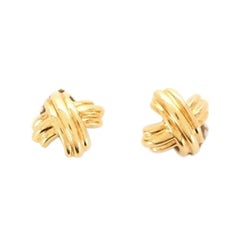 Tiffany & Co. Signature X Clip-On Earrings 18 Karat Yellow Gold