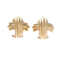 Tiffany & Co Signature X Collection Clip On Earrings, 18k Yellow Gold