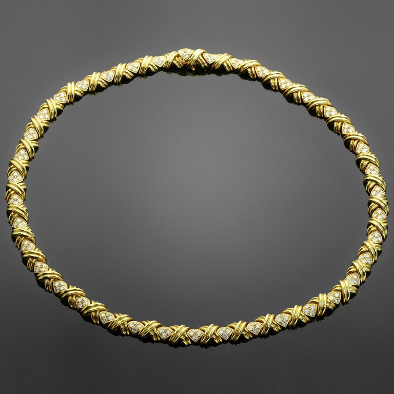 Tiffany and Co. Signature X Collection Diamond Yellow Gold Necklace For ...
