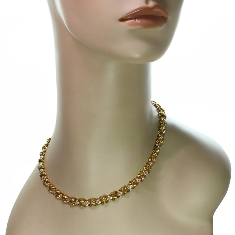 Tiffany and Co. Signature X Collection Diamond Yellow Gold Necklace For ...