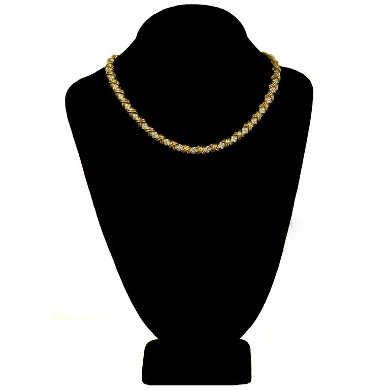 Tiffany and Co. Signature X Collection Diamond Yellow Gold Necklace For ...