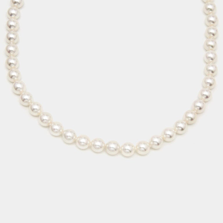Tiffany and Co. Signature X Cultured Pearl 18k White Gold Necklace For ...