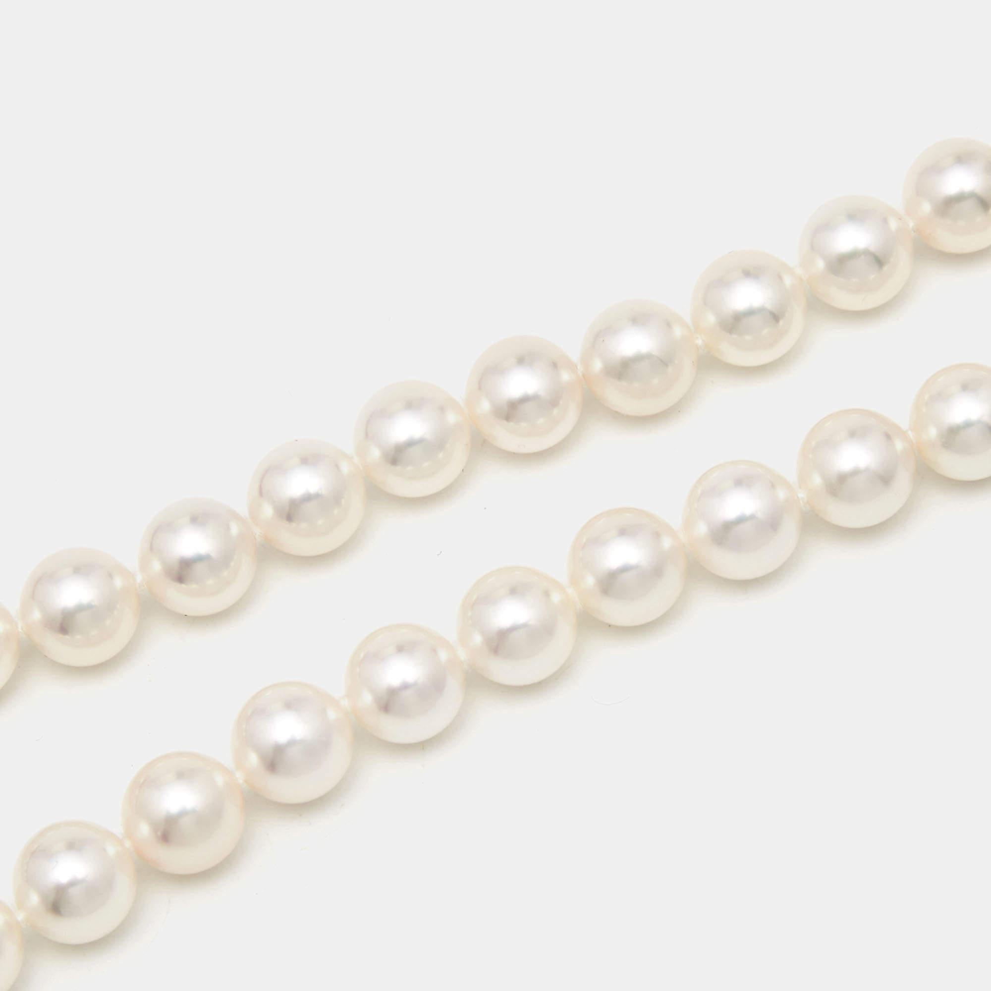 Women's Tiffany & Co. Signature X Cultured Pearl 18k White Gold Necklace