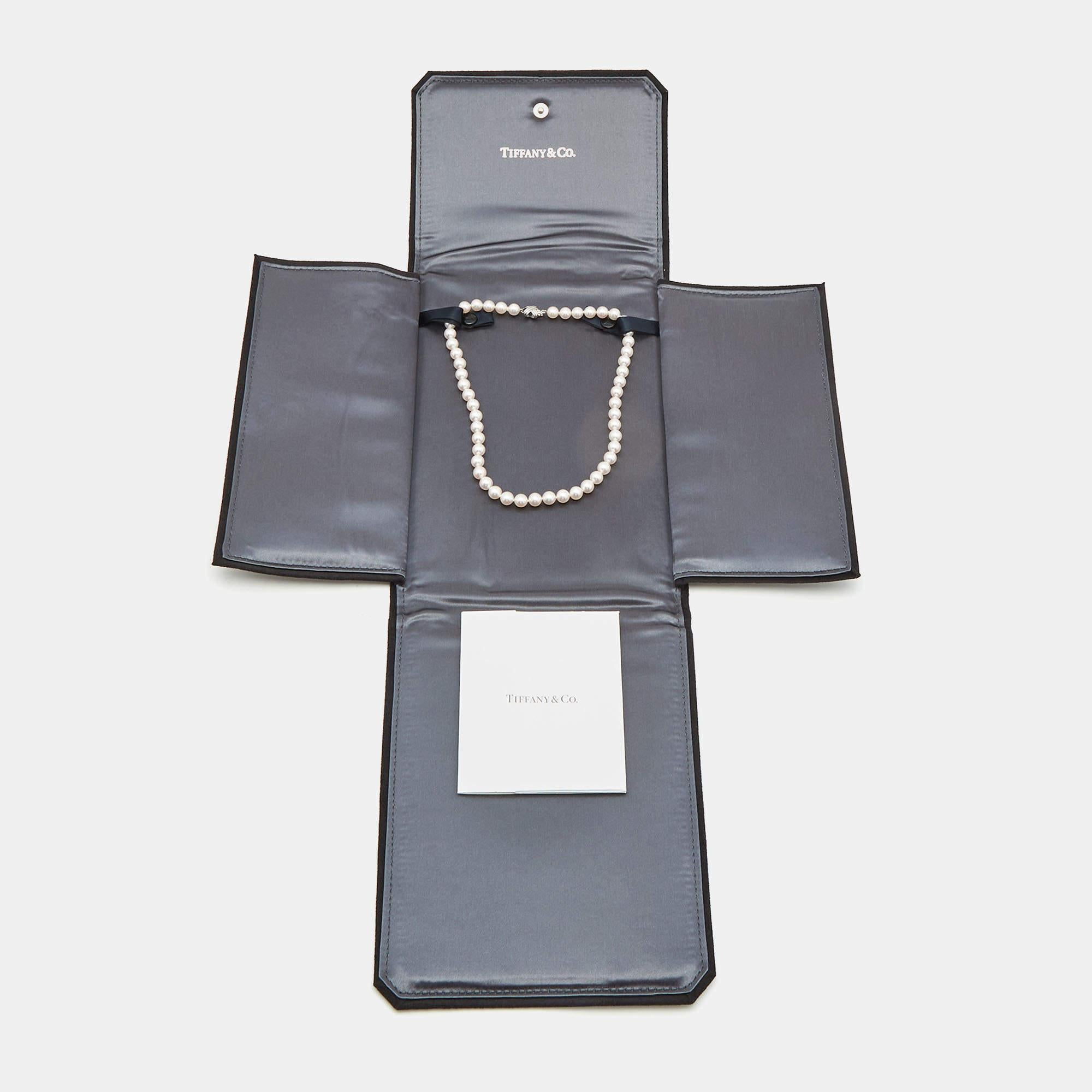 Tiffany & Co. Signature X Cultured Pearl 18k White Gold Necklace 1