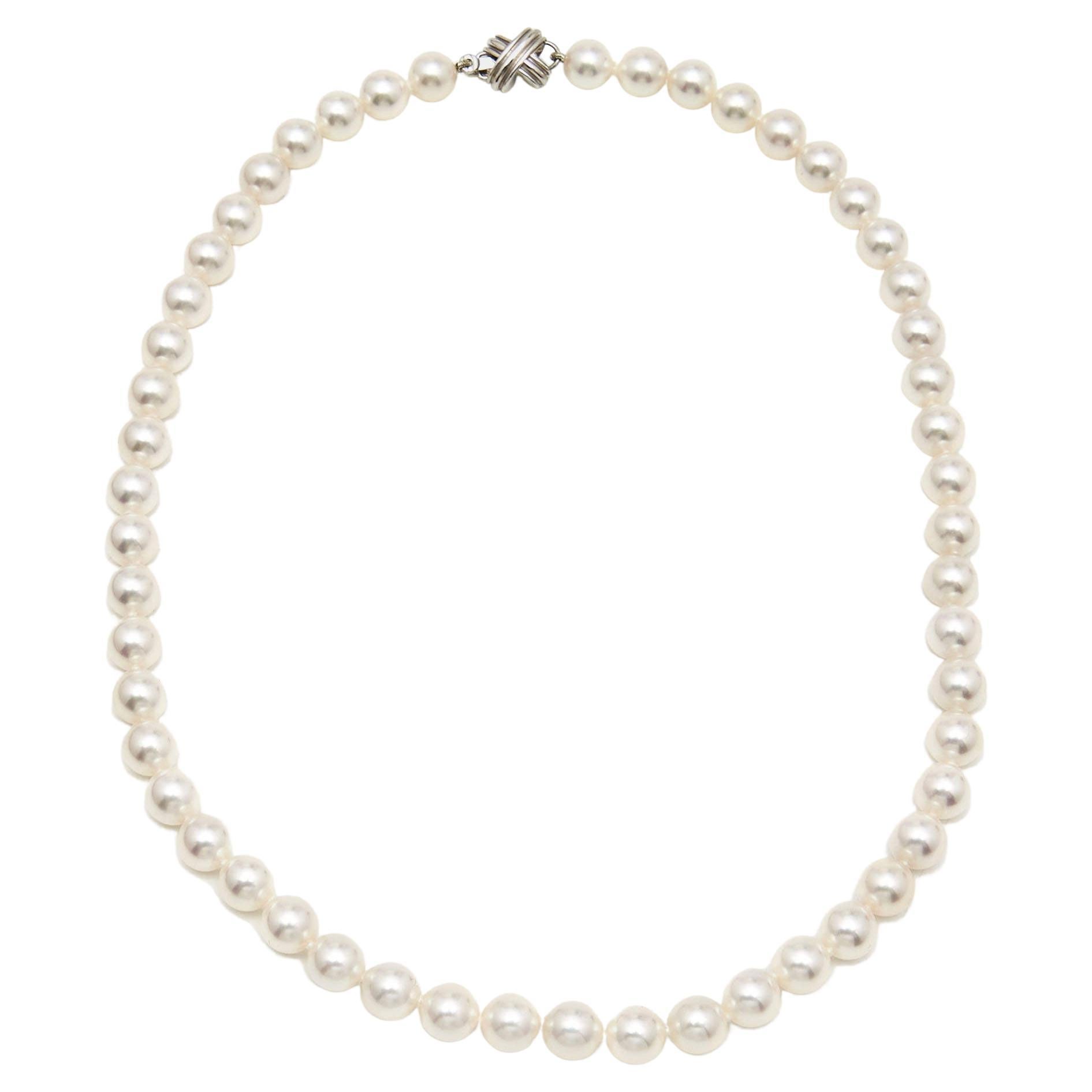 Tiffany & Co. Signature X Cultured Pearl 18k White Gold Necklace