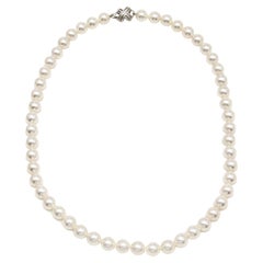 Tiffany & Co. Signature X Cultured Pearl 18k White Gold Necklace