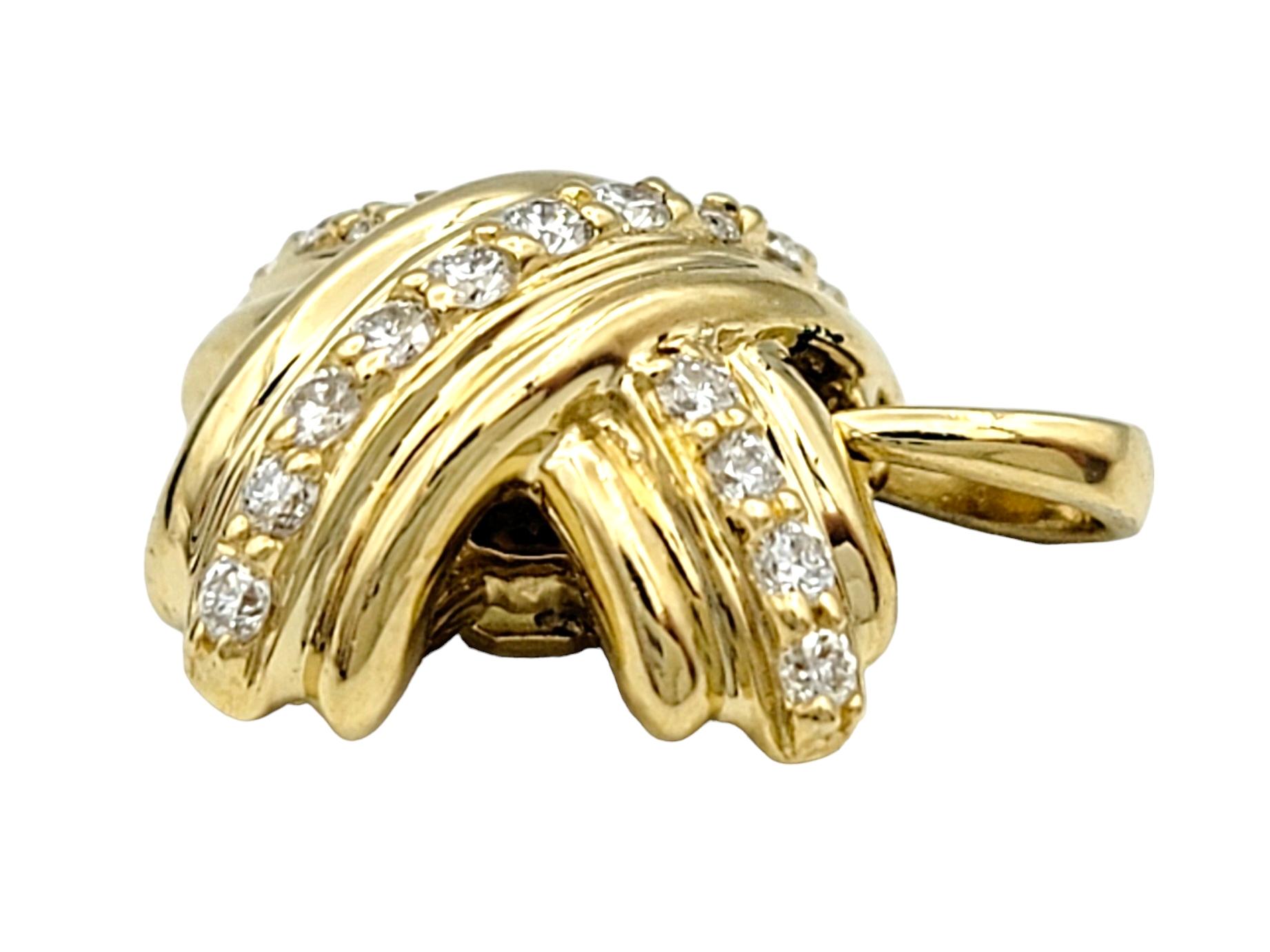 Contemporary Tiffany & Co. Signature X Design Diamond Pendant Set in 18 Karat Yellow Gold For Sale