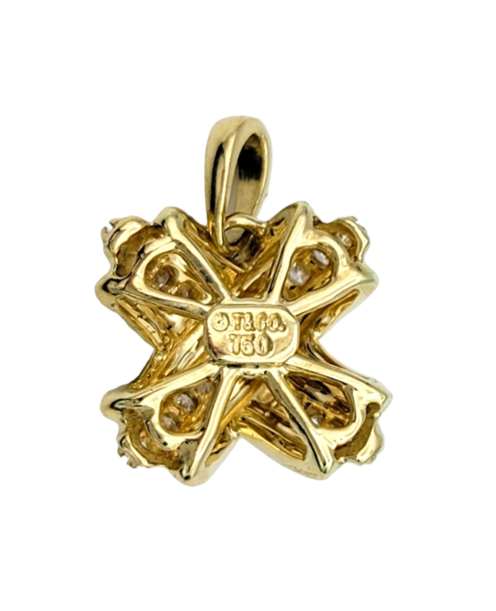 Tiffany & Co. Signature X Design Diamond Pendant Set in 18 Karat Yellow Gold For Sale 1