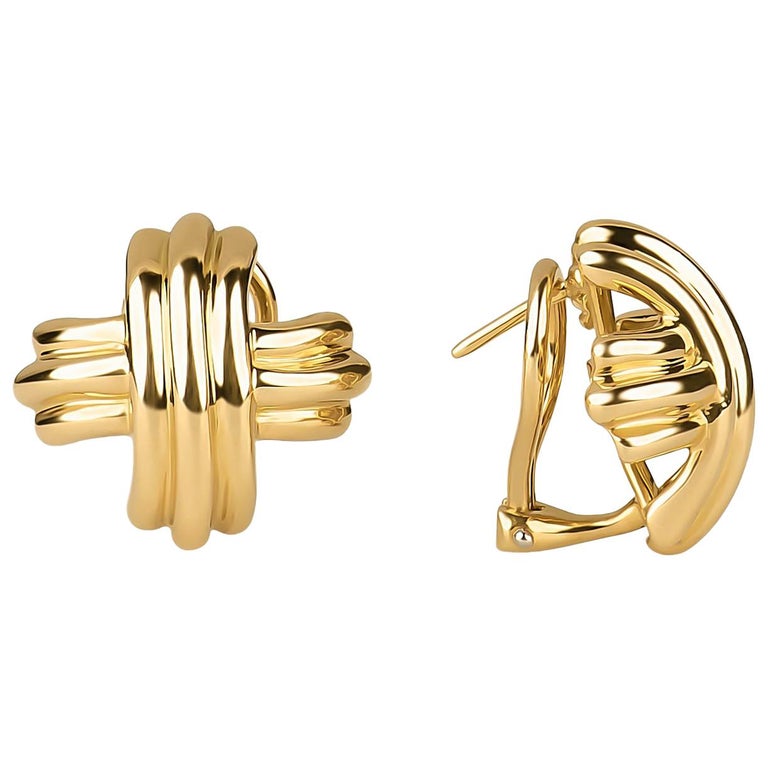 Tiffany and Co. Signature X Design Earrings in 18 Karat Yellow Gold at