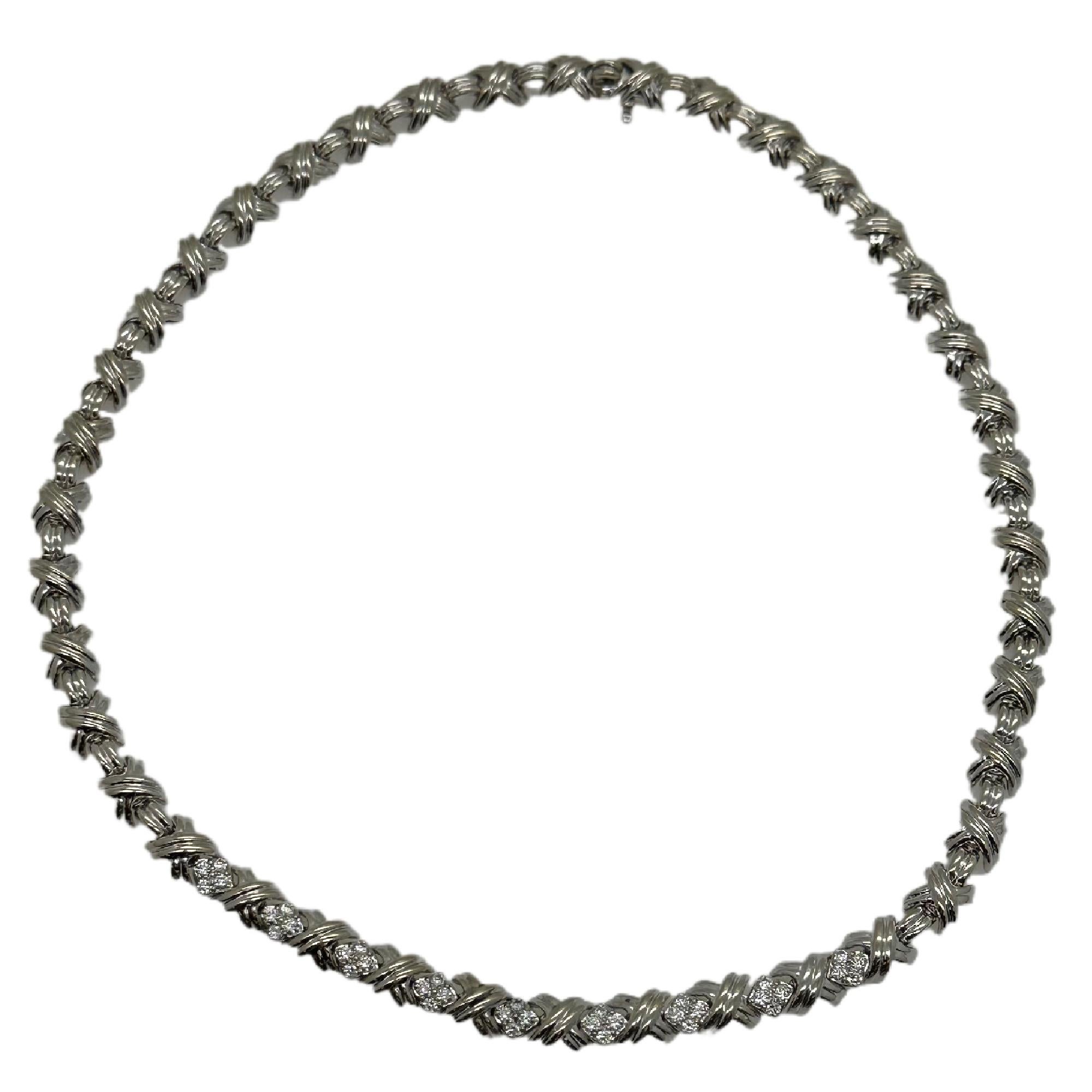 Tiffany & Co. Signatur X Diamant-Halskette aus 18 Karat Weißgold 5