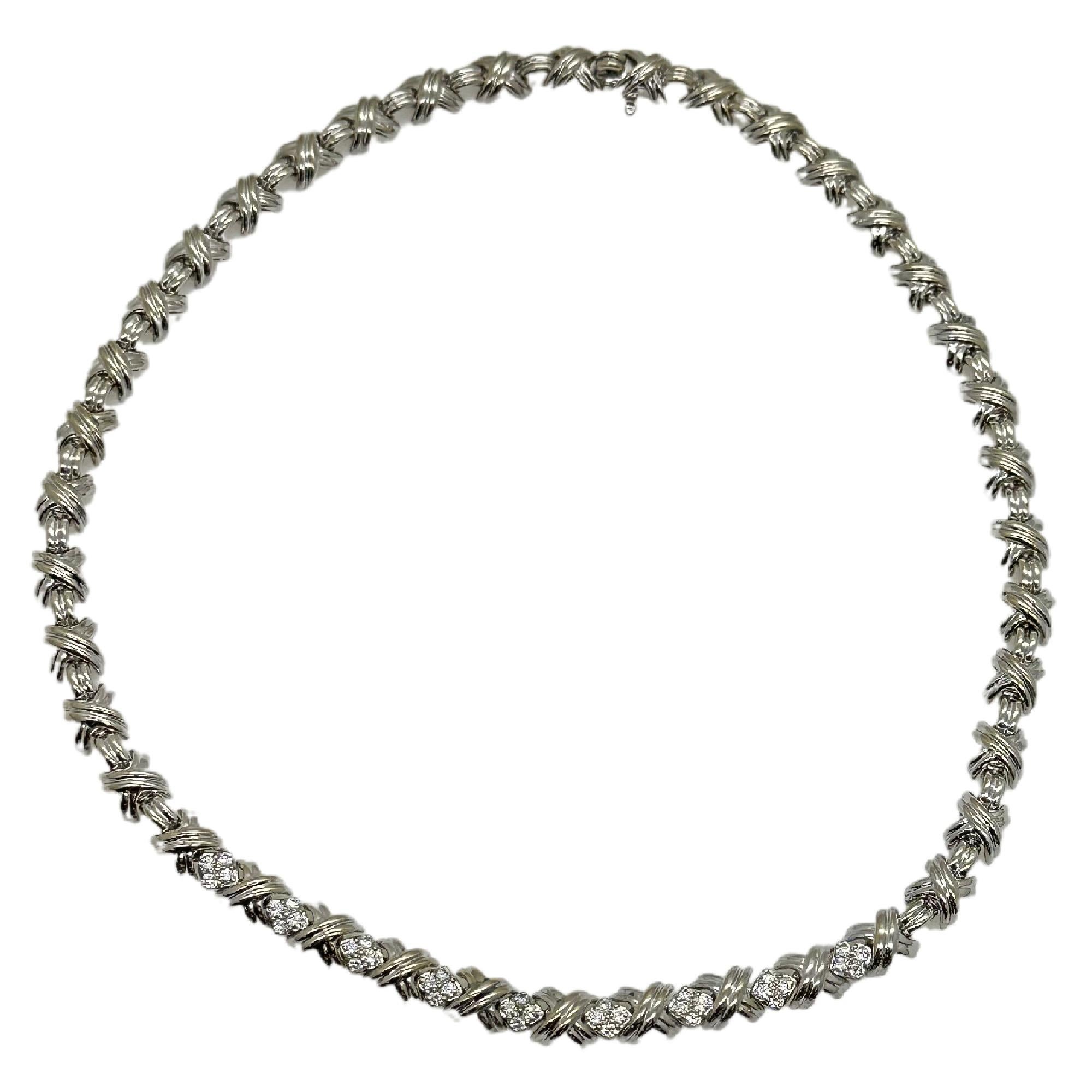 Tiffany & Co. Signatur X Diamant-Halskette aus 18 Karat Weißgold 7