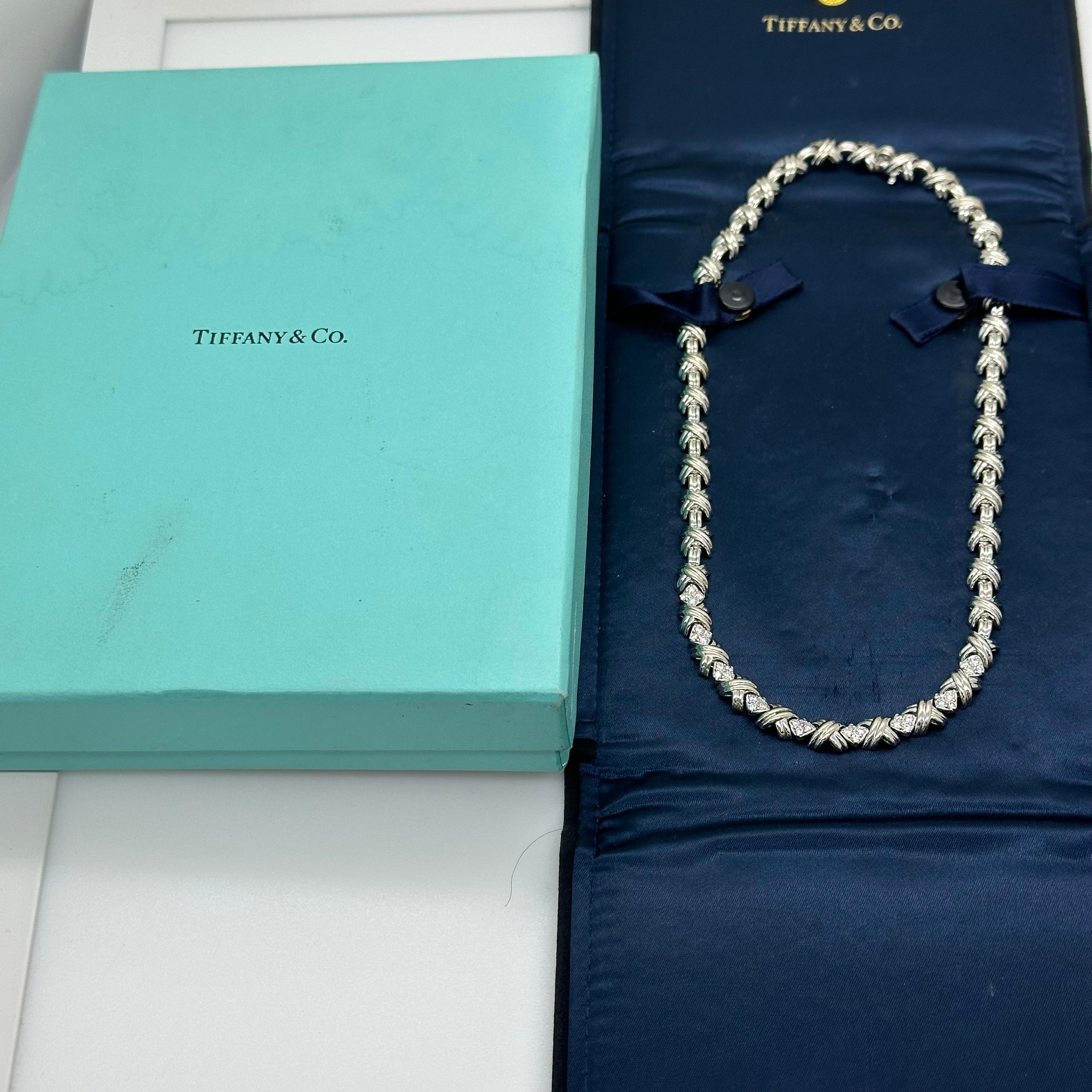 Tiffany & Co. Signatur X Diamant-Halskette aus 18 Karat Weißgold 12