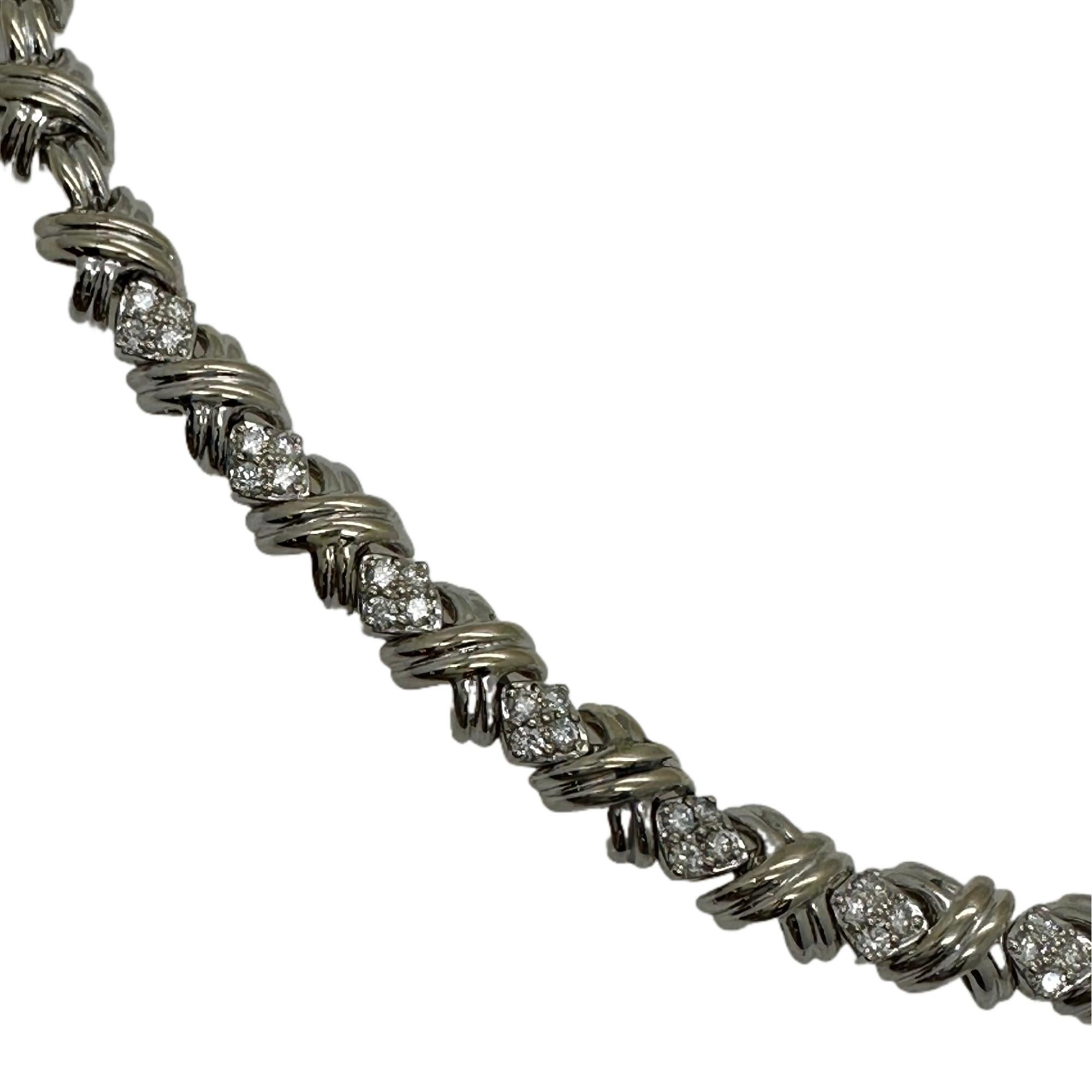 Tiffany & Co. Signatur X Diamant-Halskette aus 18 Karat Weißgold Damen