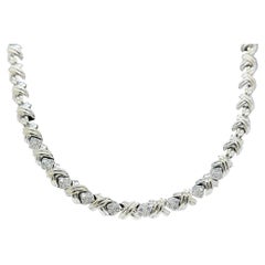 Tiffany & Co. Signatur X Diamant-Halskette aus 18 Karat Weißgold