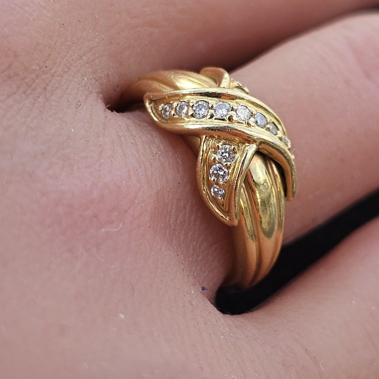 Tiffany and Co. Signature X Diamond Ring Band 18k Yellow Gold sz