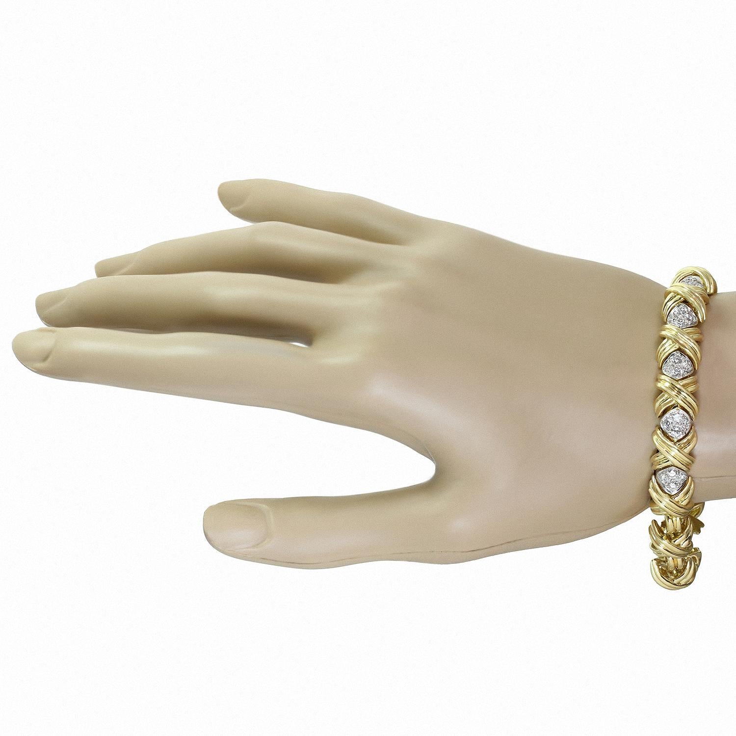 Tiffany & Co. Signatur X-Diamant Gelbgold Medium Gliederarmband im Zustand „Gut“ im Angebot in New York, NY
