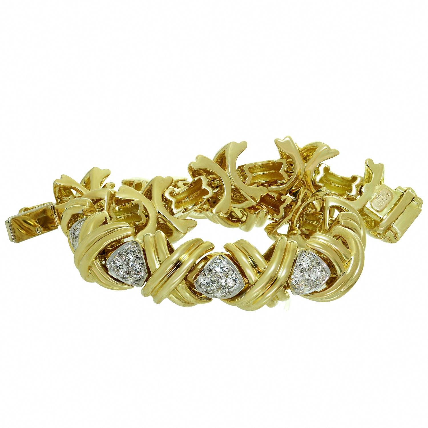 Tiffany & Co. Bracelet à maillons moyens en or jaune Signature X-Diamond Pour femmes en vente