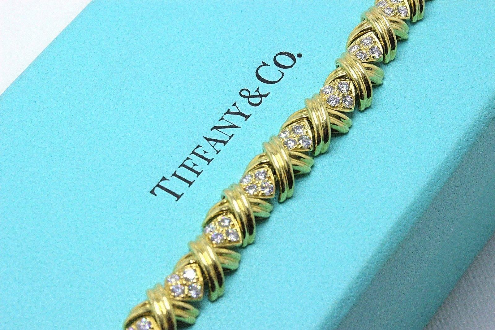 Tiffany & Co. Signature X Diamonds and 18 Karat Yellow Gold Bracelet 2.00 Carat In Excellent Condition In San Diego, CA