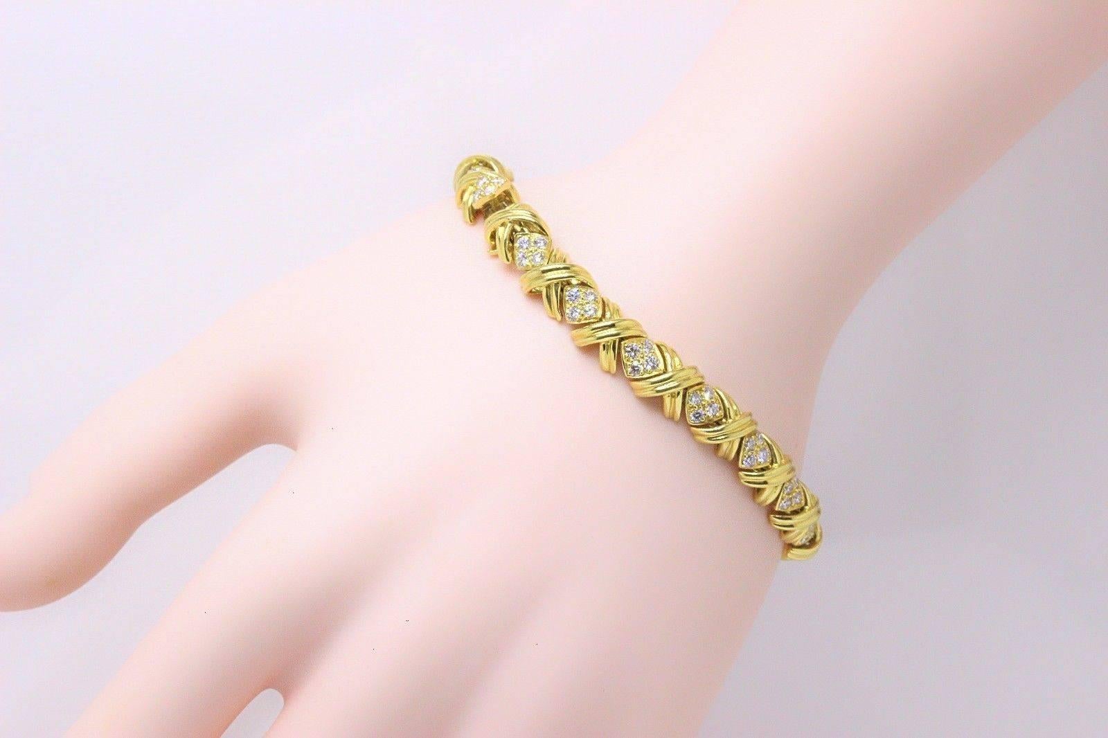 Tiffany & Co. Signature X Diamonds and 18 Karat Yellow Gold Bracelet 2.00 Carat 2