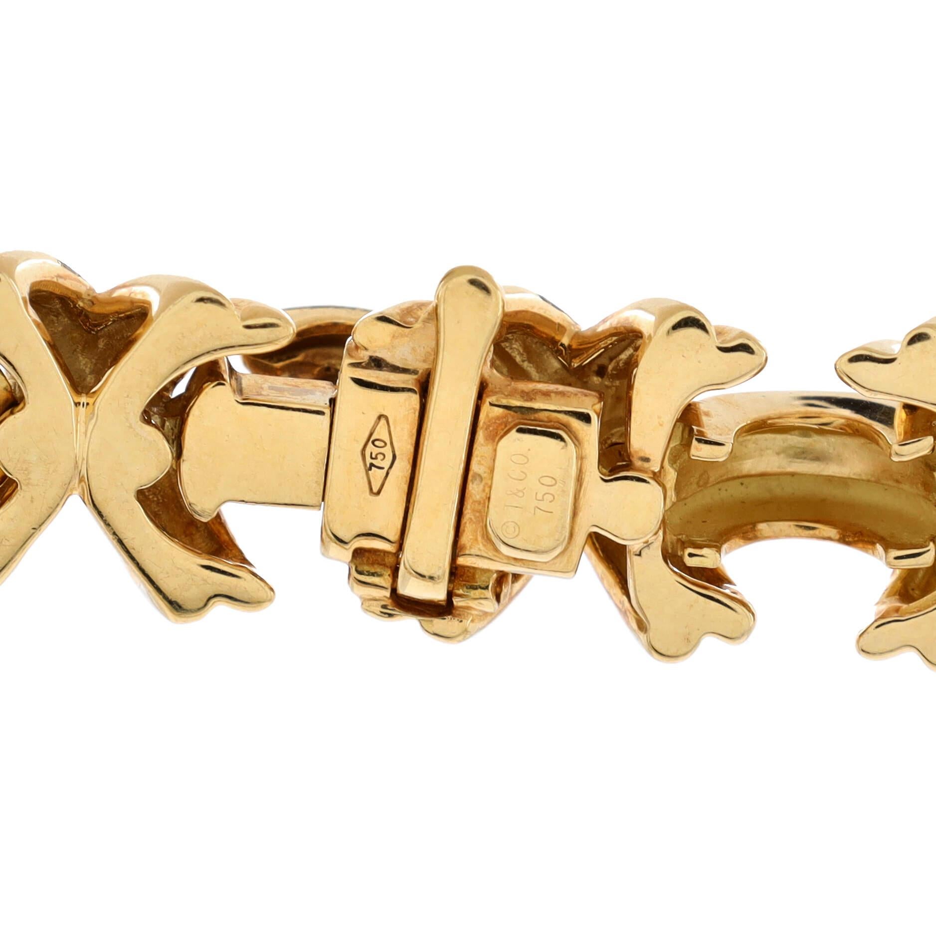 Tiffany & Co. Signatur X Gliederhalskette aus 18 Karat Gelbgold Damen