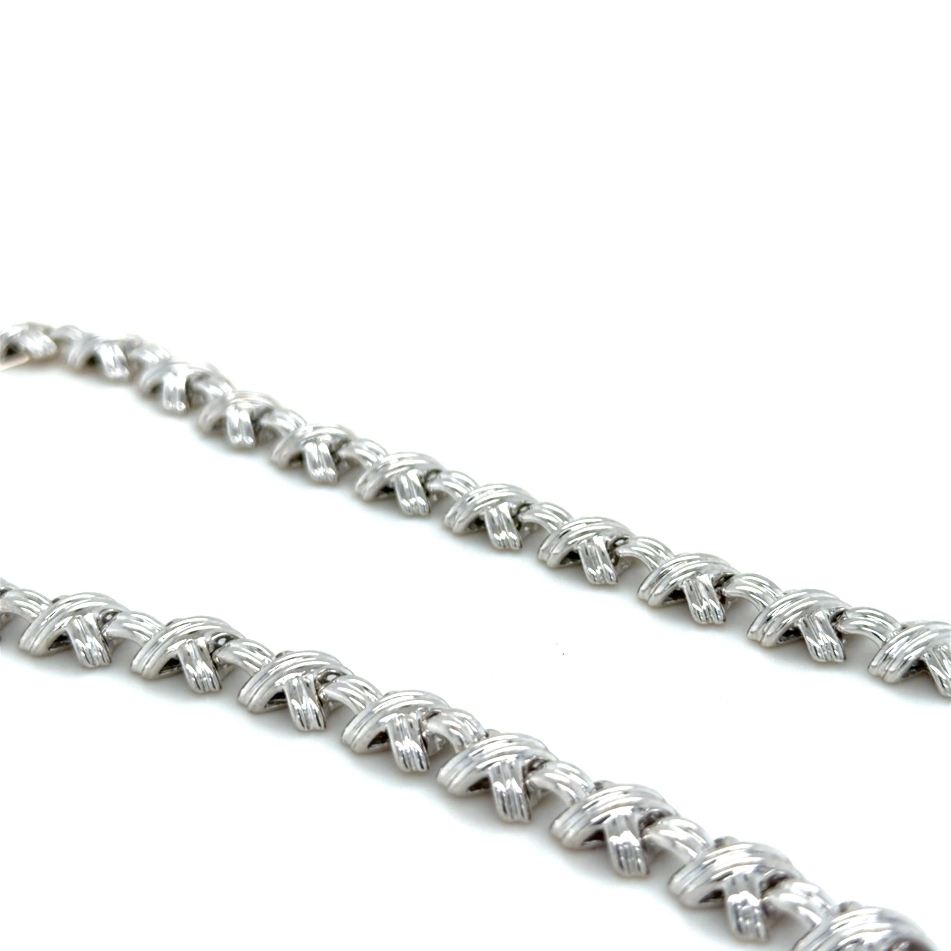 Tiffany and Co. Signature X Link Necklace, Diamond and 18k White Gold ...