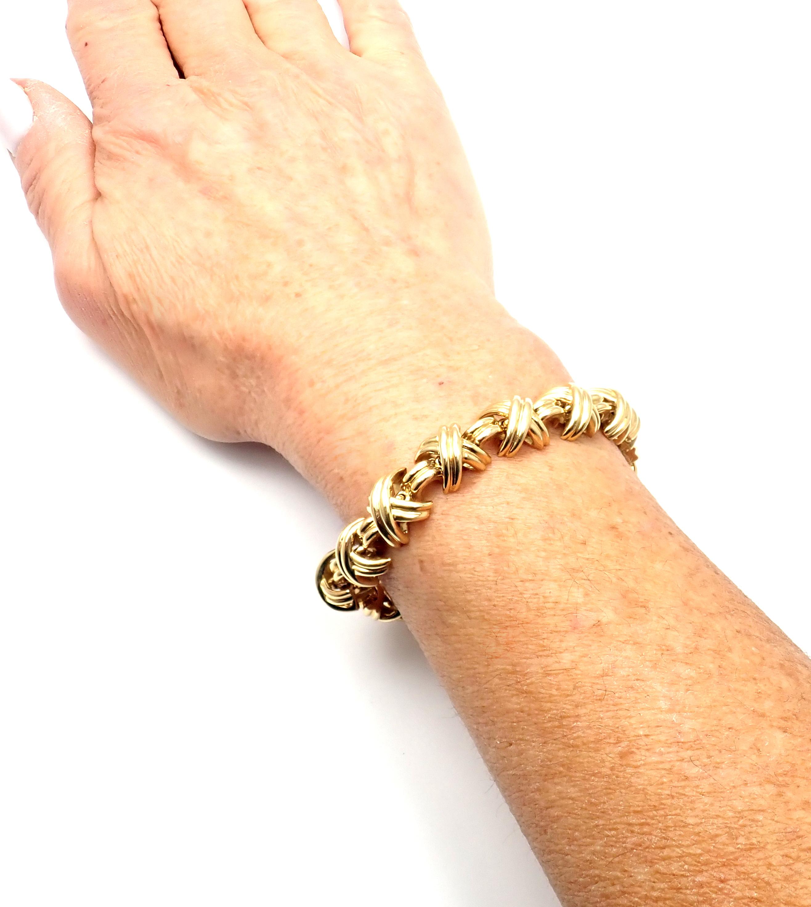 Tiffany & Co. Signature X Link Yellow Gold Bracelet 6