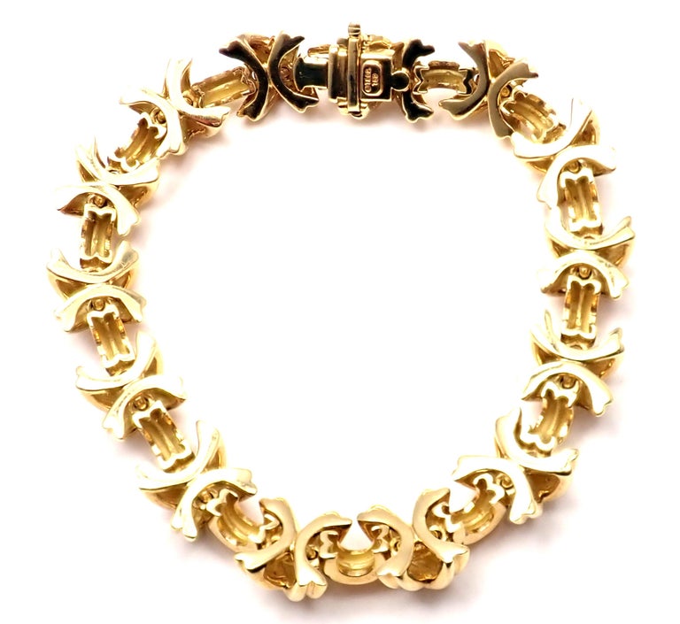 Tiffany and Co. Signature X Link Yellow Gold Bracelet at 1stDibs