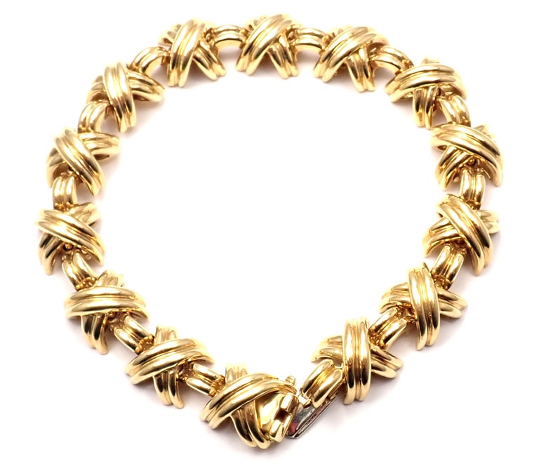 Tiffany and Co. Signature X Link Yellow Gold Bracelet at 1stDibs