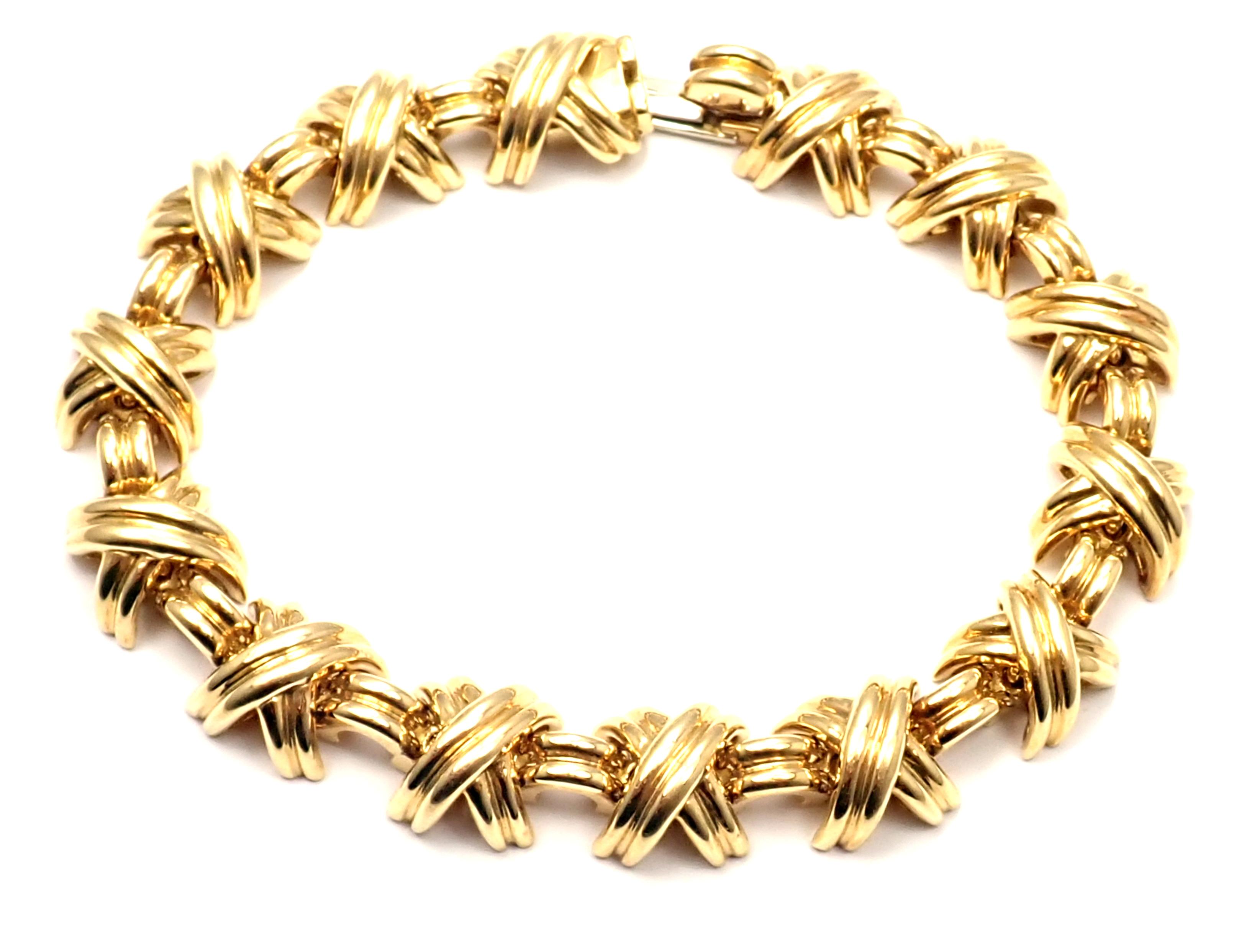 Tiffany & Co. Signature X Link Yellow Gold Bracelet 3