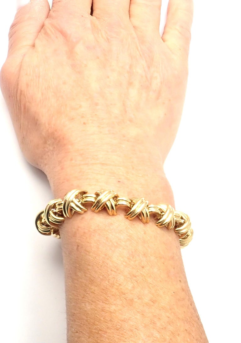 Tiffany and Co. Signature X Link Yellow Gold Bracelet at 1stDibs