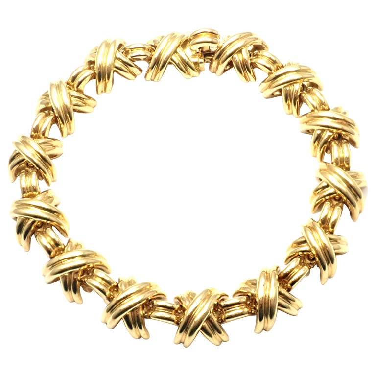 Tiffany and Co. Signature X Link Yellow Gold Bracelet at 1stDibs