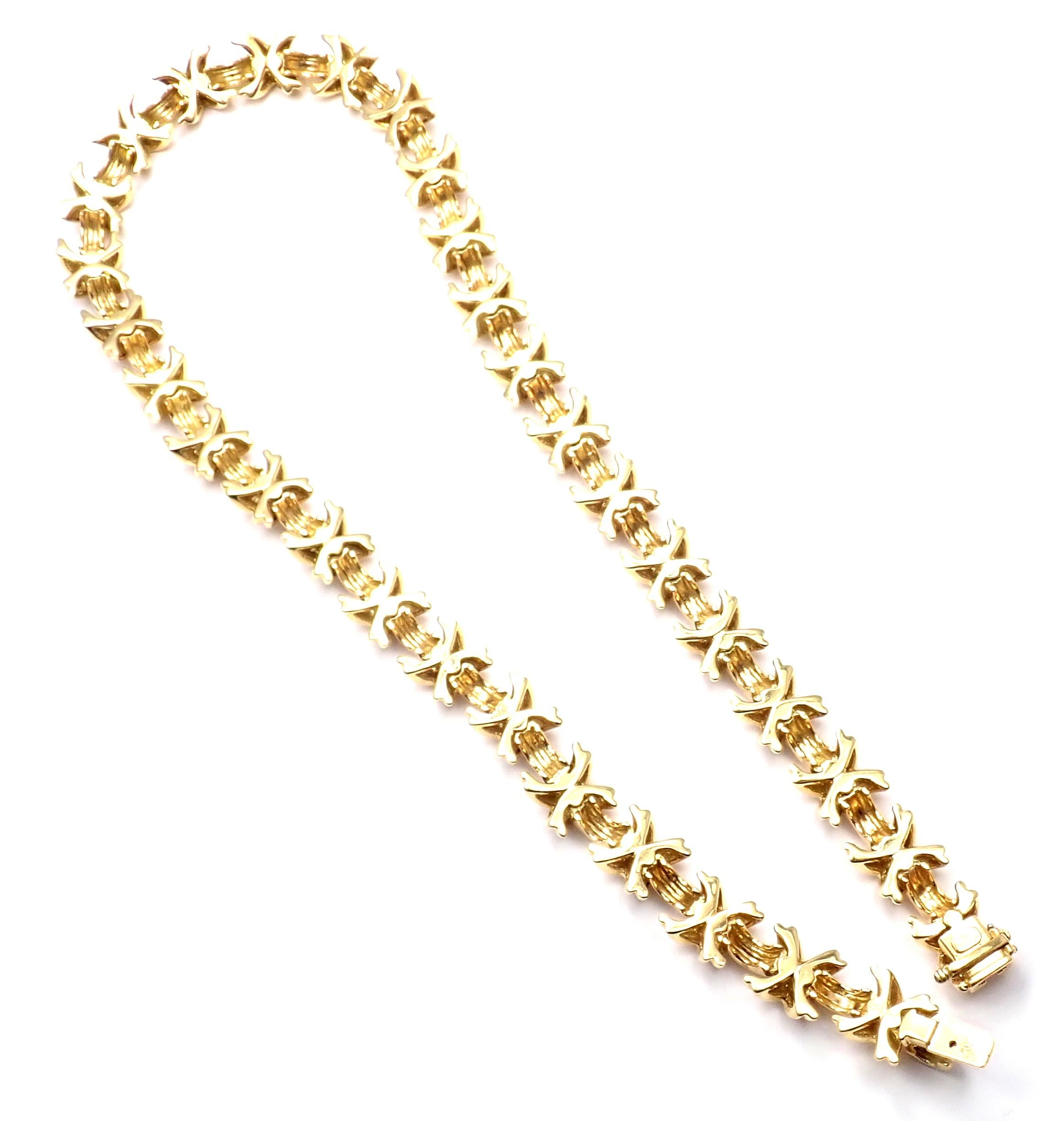 Women's or Men's Tiffany & Co. Signature X Link Yellow Gold Necklace