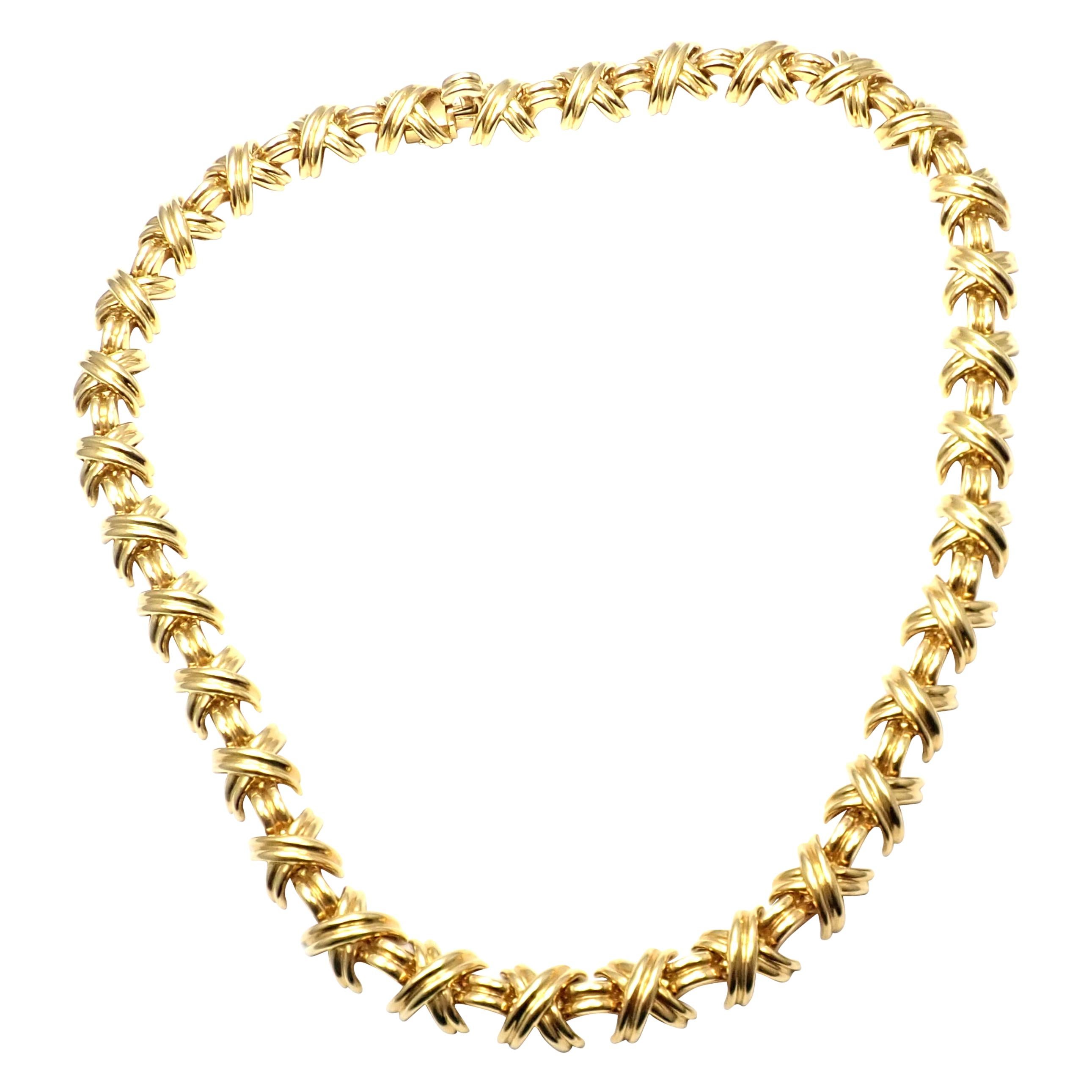 Tiffany & Co. Signature X Link Yellow Gold Necklace
