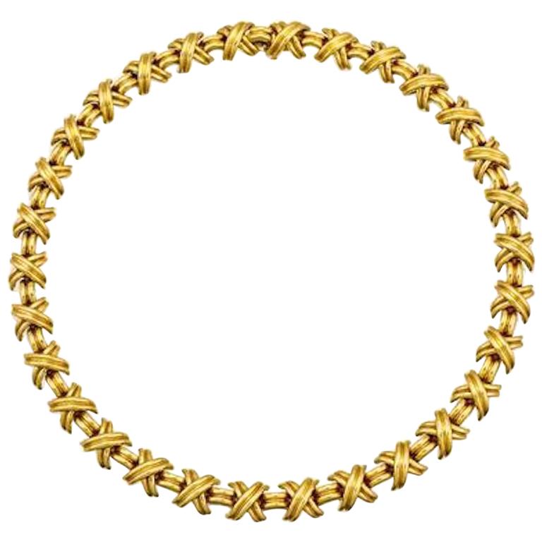 Tiffany & Co. Signature X Necklace in 18 Karat Yellow Gold Large Size
