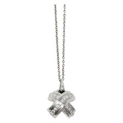 Tiffany & Co. Signature X Pave Diamond Pendant Necklace in 18 Karat White Gold