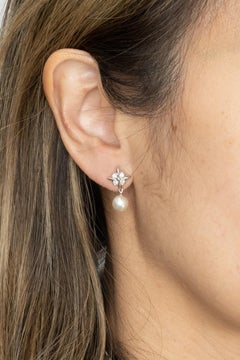 Tiffany & Co. Signature X Platinum Diamond Pearl Drop Earrings