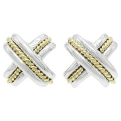 Tiffany & Co. Signature X Sterling Silver & 18k Yellow Gold Earrings