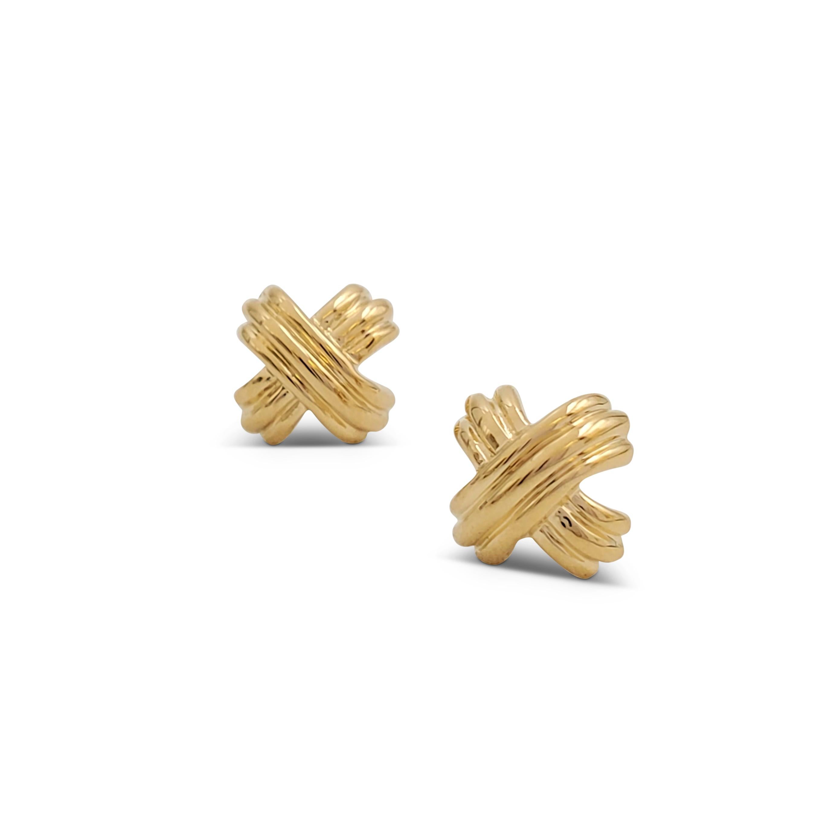 Tiffany & Co. 'Signature X' Yellow Gold Earrings 1