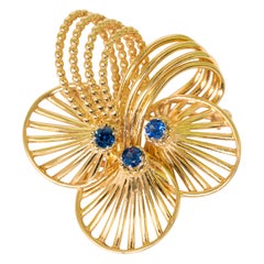 Tiffany 
Co Signed 14K Gold and Sapphire Brooch