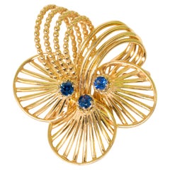 Tiffany & Co. Signed 14K Gold Sapphire Brooch