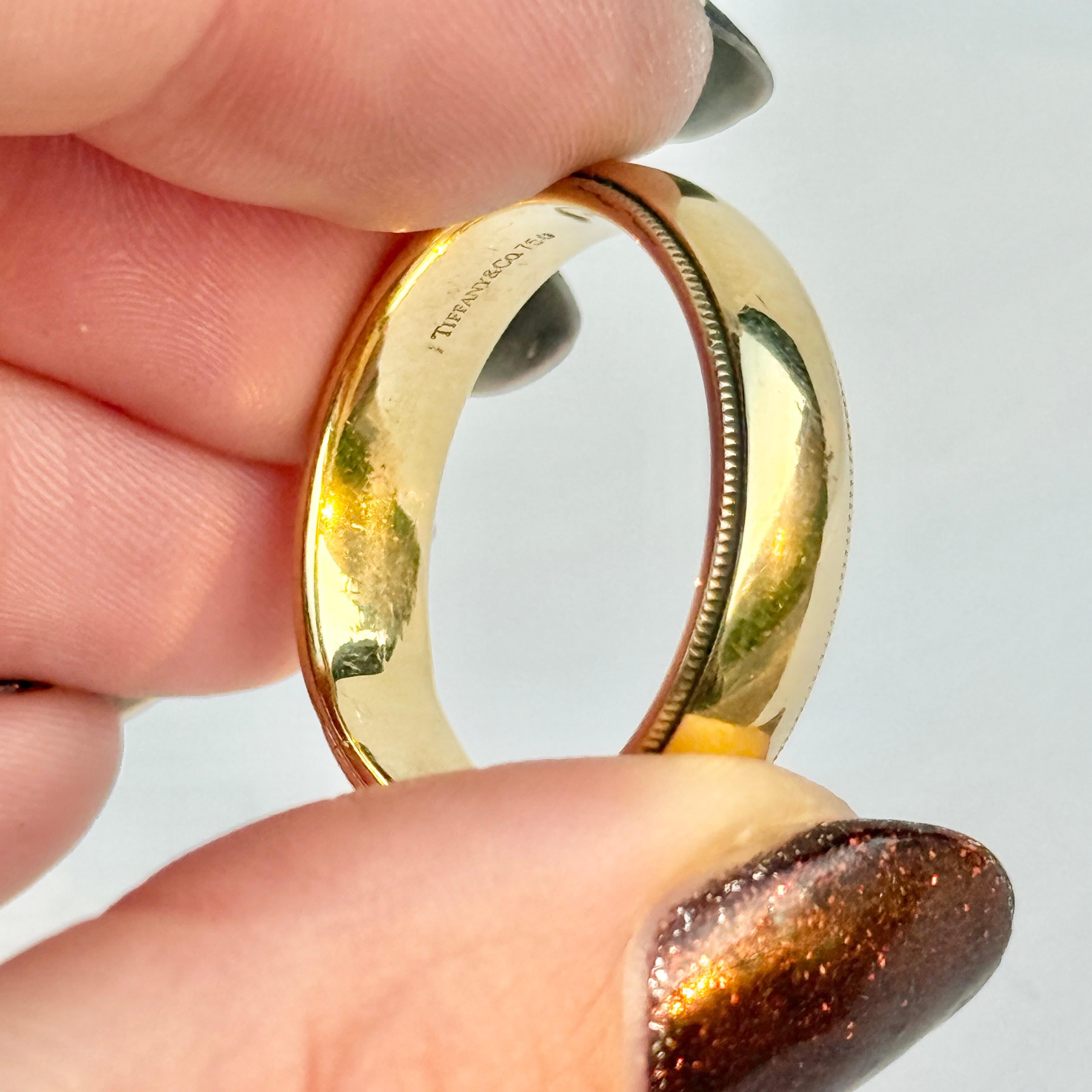 Tiffany & Co. Bandeau signé en or jaune 18 carats à grains multiples Bon état - En vente à Chipping Campden, GB