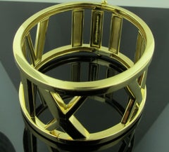 Tiffany & Co. Signed 18 Karat Yellow Gold ATLAS Roman Numeral Cuff