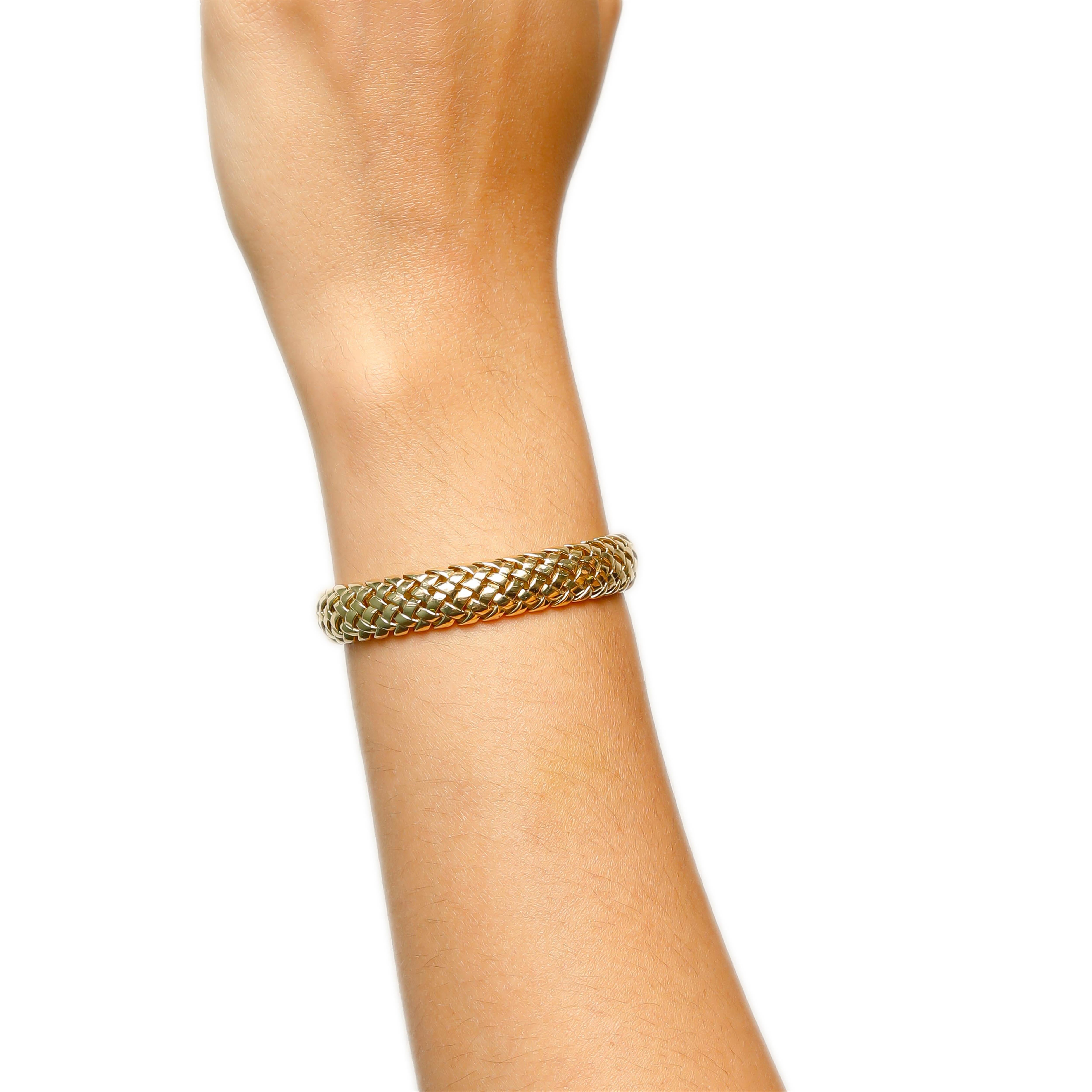 Modern Tiffany & Co. Signed 18 Karat Yellow Gold Woven Design Bracelet