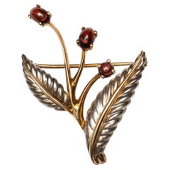 Tiffany & Co. Signed 18k Silver Rhodolite Garnet Brooch