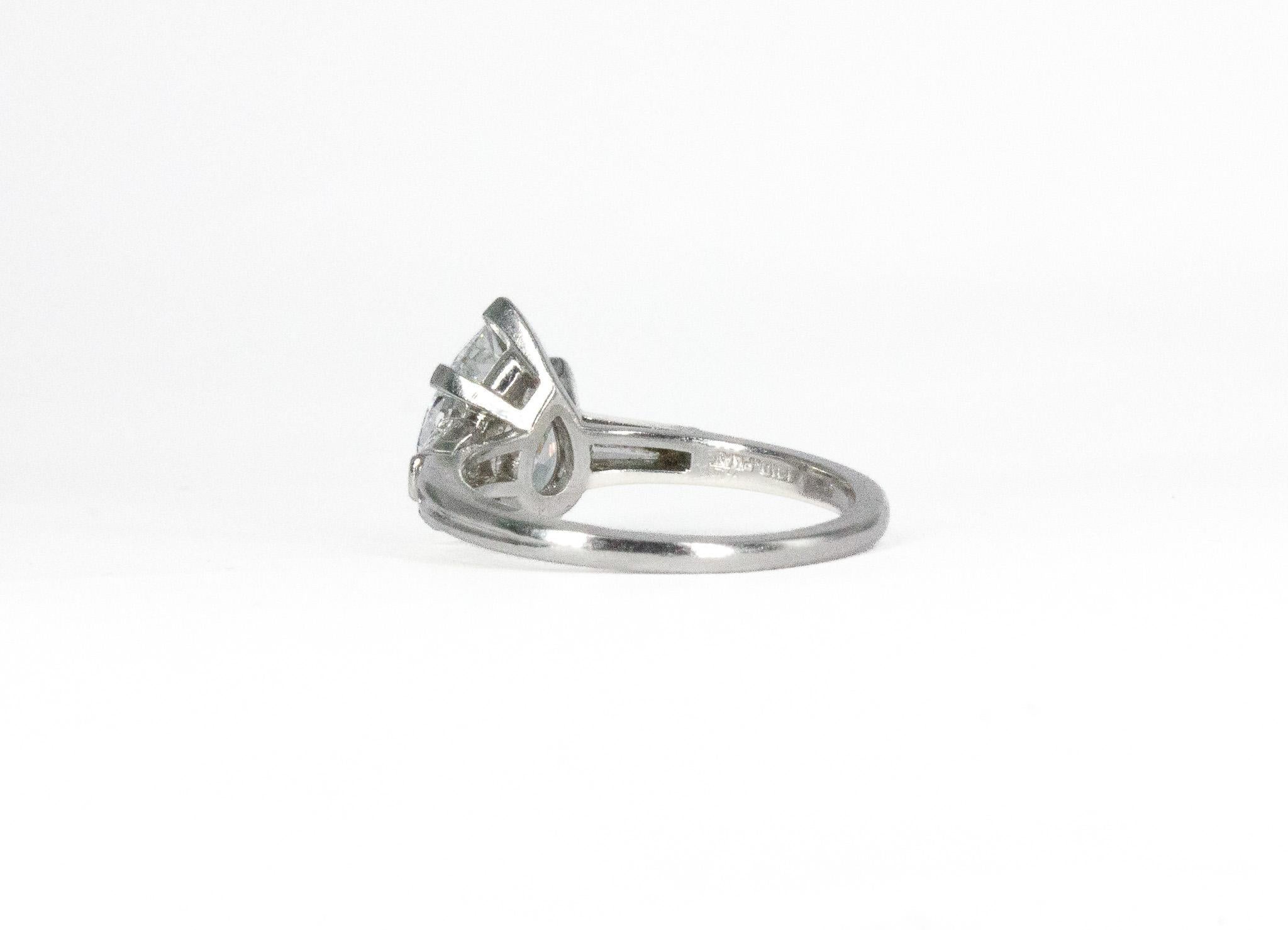 Tiffany & Co. Signed 2.58 Carat GIA F VS2 Pear Shaped Diamond Engagement Ring For Sale 1