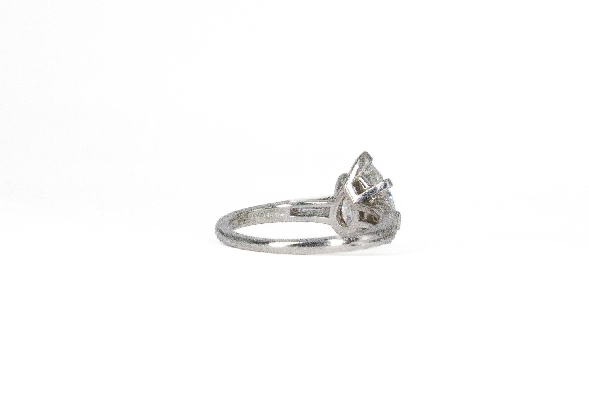 Tiffany & Co. Signed 2.58 Carat GIA F VS2 Pear Shaped Diamond Engagement Ring For Sale 2