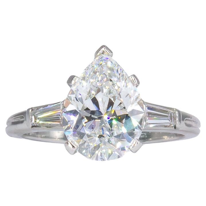 Tiffany & Co. Signed 2.58 Carat GIA F VS2 Pear Shaped Diamond Engagement Ring