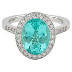Tiffany & Co. Signed 4.36 carat Paraiba Tourmaline Diamond Ring